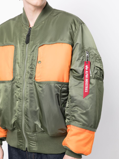 Junya Watanabe Colour-block Panelled Bomber Jacket In Green
