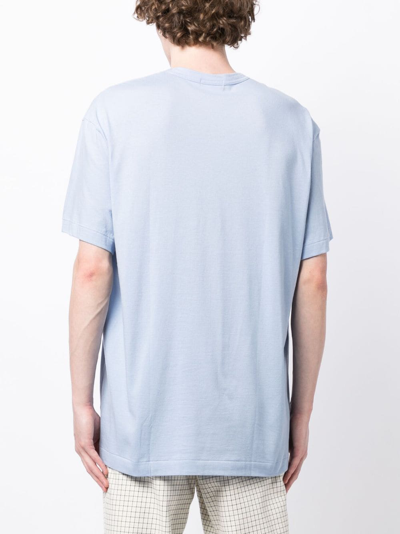Shop Comme Des Garçons Homme Deux Graphic-print Cotton-jersey T-shirt In Blue