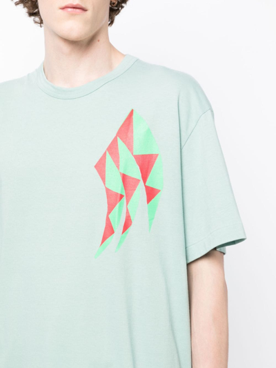 Shop Comme Des Garçons Homme Deux Graphic-print Cotton-jersey T-shirt In Green