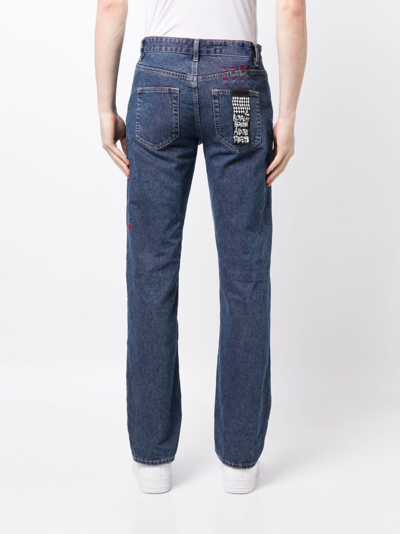 Shop Ksubi Hazlow Mid-rise Cotton Straight-leg Jeans In Blue