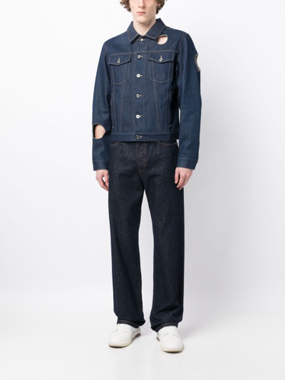Off-white Cut-out Denim Jacket In Blue