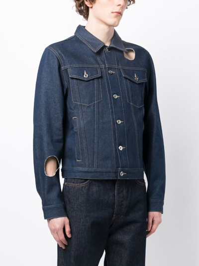 Off-white Cut-out Denim Jacket In Blue