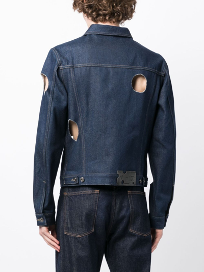 Shop Off-white Cut-out Denim Jacket In Blue