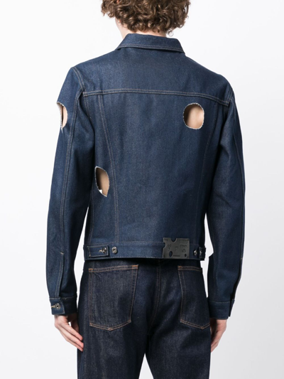 Off-white Cut-out Denim Jacket In Blue