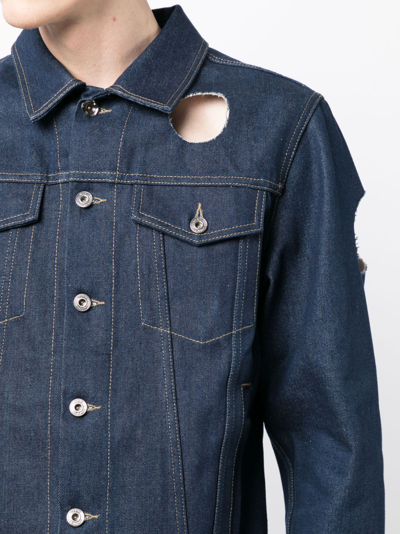 Off-white Cut-out Denim Jacket In Blue