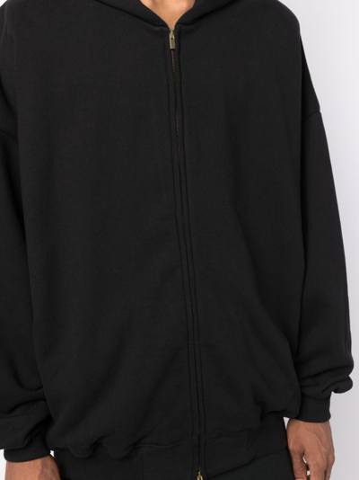 Shop Fear Of God Logo-patch Zip-up Hoodie In Black