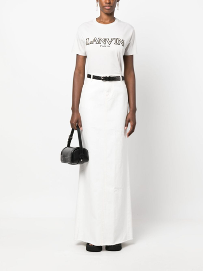 Lanvin Logo Embroidered Crewneck T-shirt In Grey