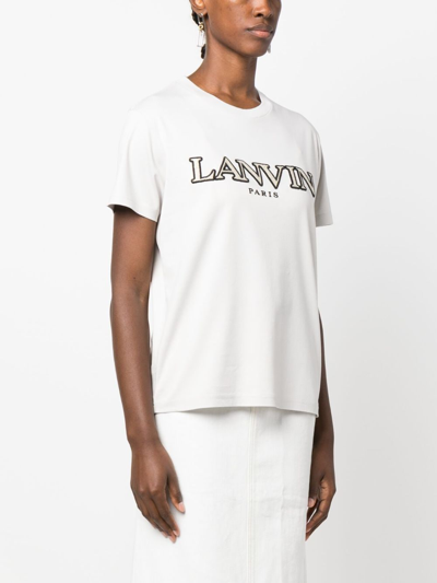 Shop Lanvin Embroidered Logo T-shirt In Grey