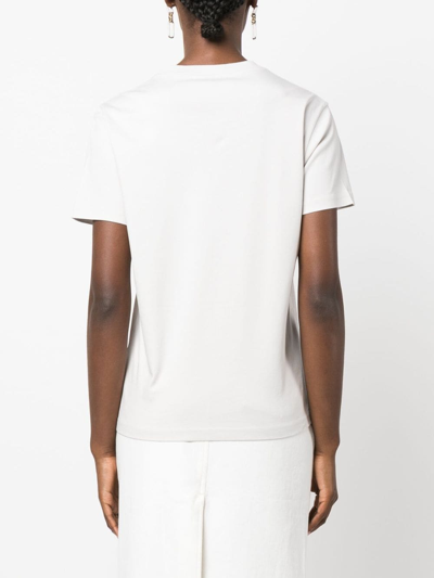 Shop Lanvin Embroidered Logo T-shirt In Grey