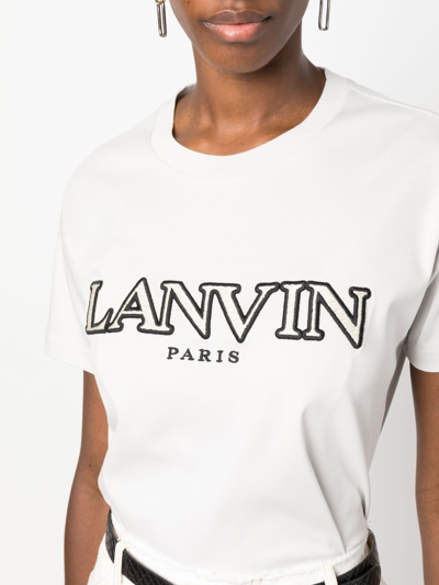 Shop Lanvin Embroidered Logo T-shirt In Grey