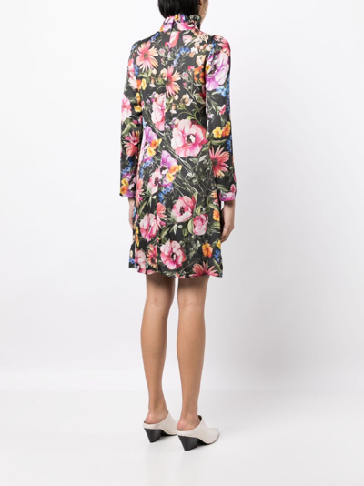 Shop Jane Romeo Floral-print Shift Minidress In Black