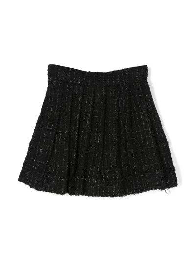 Shop Balmain Logo-plaque Tweed Shorts In Black