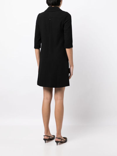 Shop Jane Rue Pointed-collar Wool Minidress In Black