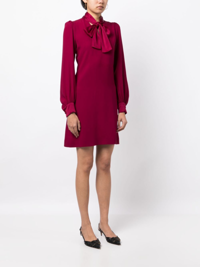Shop Jane Rose Bow-detail Shift Minidress In Red
