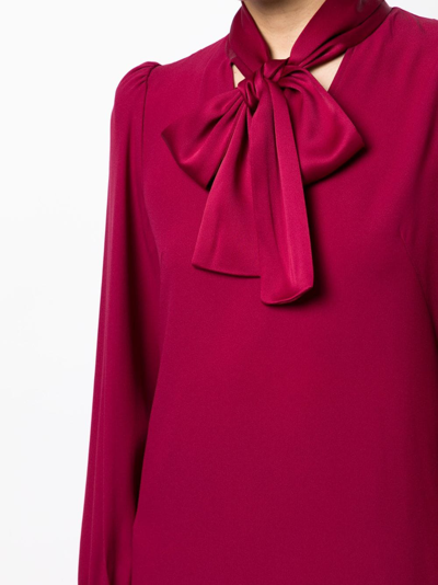 Shop Jane Rose Bow-detail Shift Minidress In Red