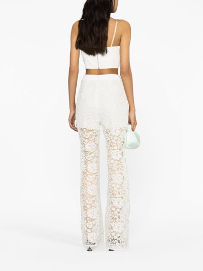 Shop Self-portrait Corded Lace Flared Trousers In White