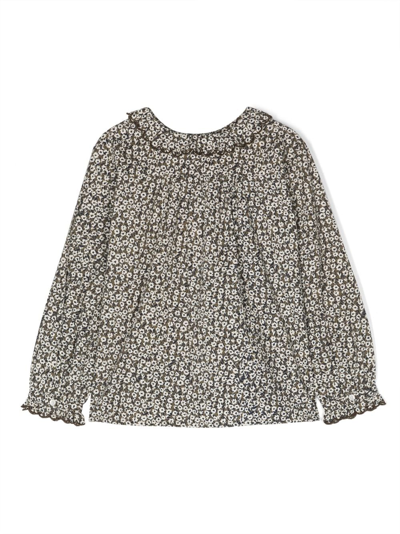 Bonpoint Floral-print Cotton Blouse In Green