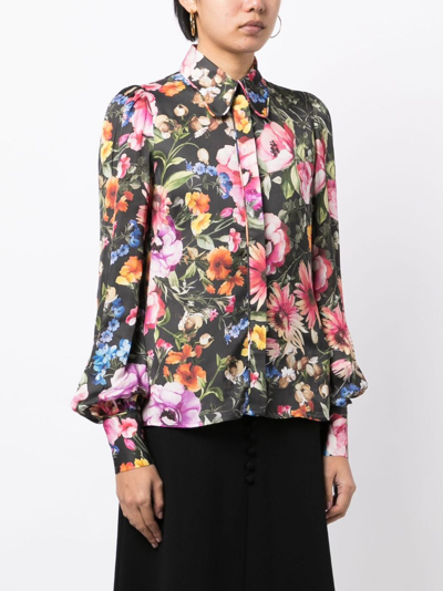 Shop Jane Ramona Floral-print Shirt In Black
