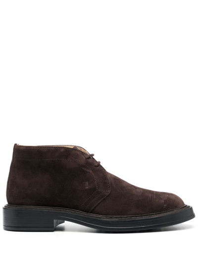 Shop Tod's Polacco Extralight Suede Loafers In Brown