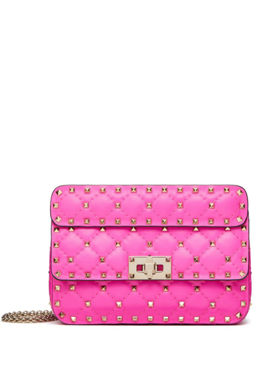 Shop Valentino Small Rockstud Spike Shoulder Bag In Pink