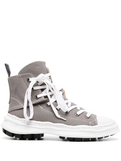 Shop Yohji Yamamoto Zip-up High-top Sneakers In Grey