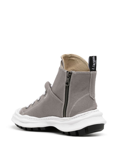 Shop Yohji Yamamoto Zip-up High-top Sneakers In Grey
