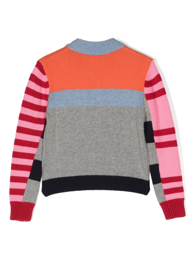 Shop Marni Maglia Colour-block Knitted Jumper In Grey