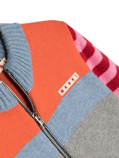Shop Marni Maglia Colour-block Knitted Jumper In Grey