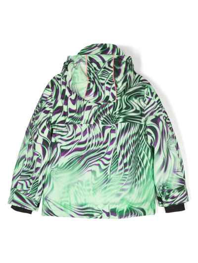 Shop Diesel Jempi-ski Abstract-print Hooded Jacket In Green