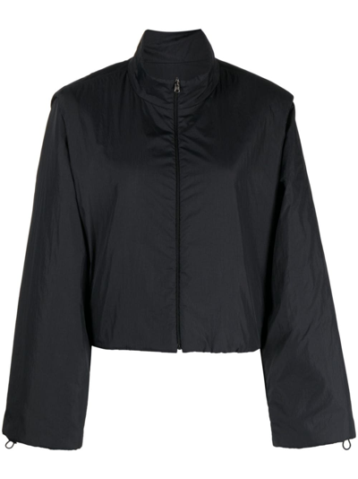 Shop Amomento High-neck Cropped Jacket In Black