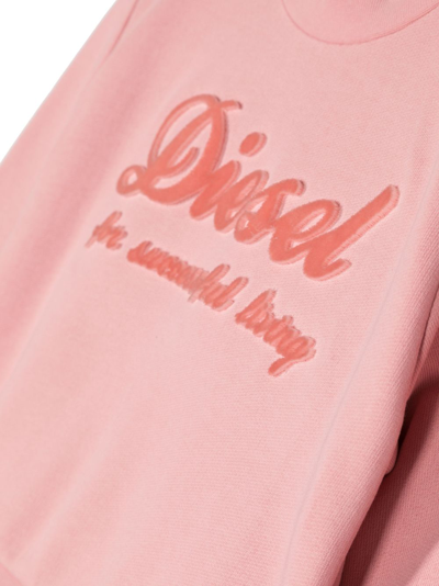 Shop Diesel Logo-embossed Cotton Sweatshirt In Pink