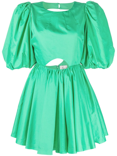 Shop Aje Cut-out Puff-sleeve Minidress In Green