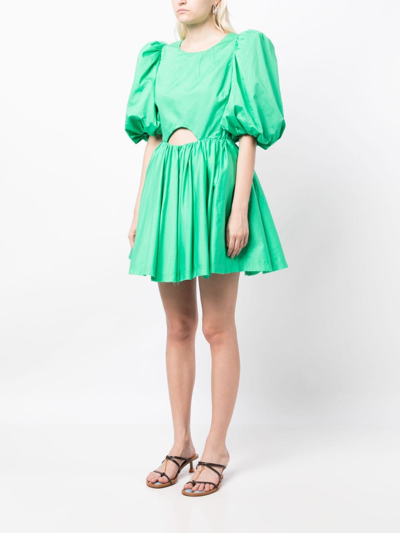 Shop Aje Cut-out Puff-sleeve Minidress In Green