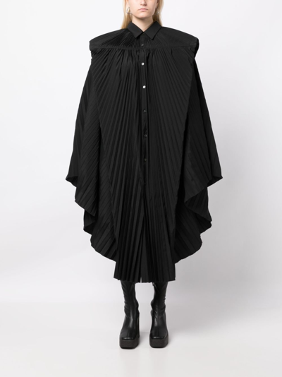 Shop Junya Watanabe Pleated Button-up Dress In Black