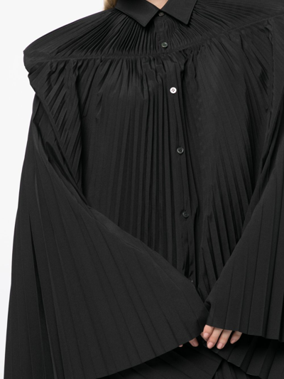 Shop Junya Watanabe Pleated Button-up Dress In Black