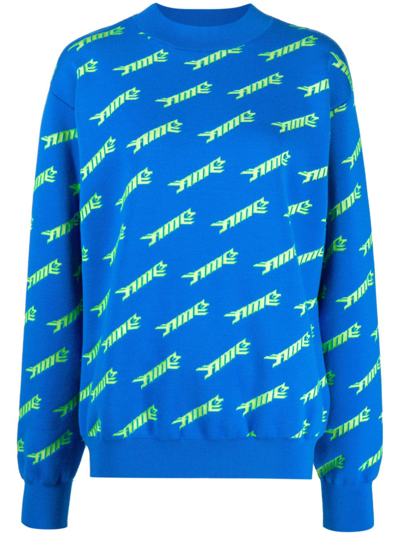 Shop Ambush Logo-intarsia Jumper In Blue