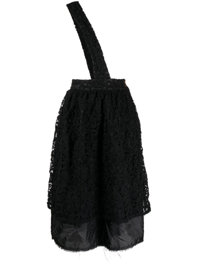 Comme Des Garçons Floral-lace High-waisted Skirt In Black