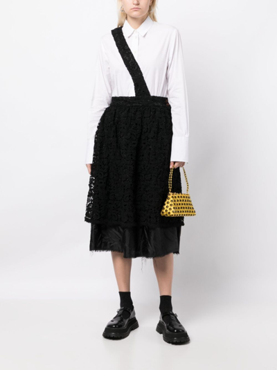 Comme Des Garçons Floral-lace High-waisted Skirt In Black