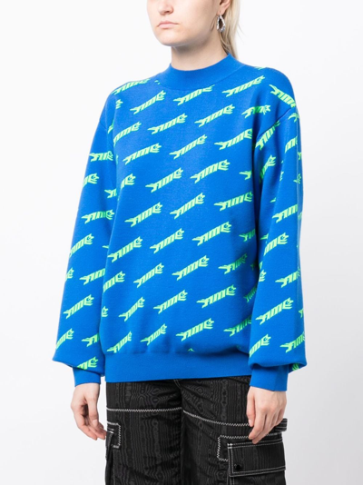 Shop Ambush Logo-intarsia Jumper In Blue