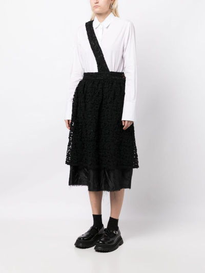Comme Des Garçons Floral-lace High-waisted Skirt In Black