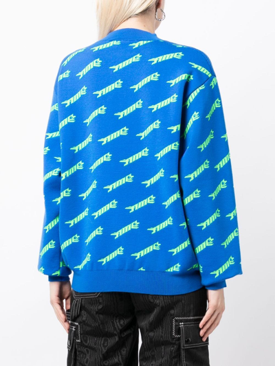 Shop Ambush Logo-intarsia Jumper In Blue