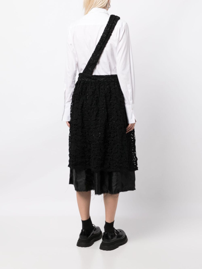 Comme Des Garçons Floral-lace High-waisted Skirt In Black