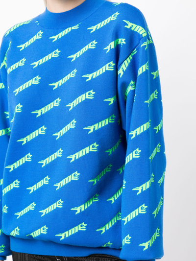 Ambush Logo-intarsia Jumper In Blue