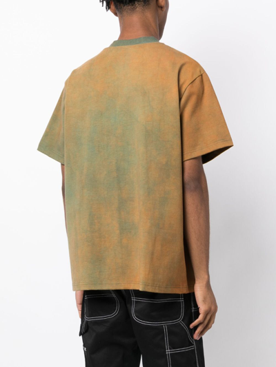 Shop Song For The Mute Logo-print Distressed T-shirt In Brown