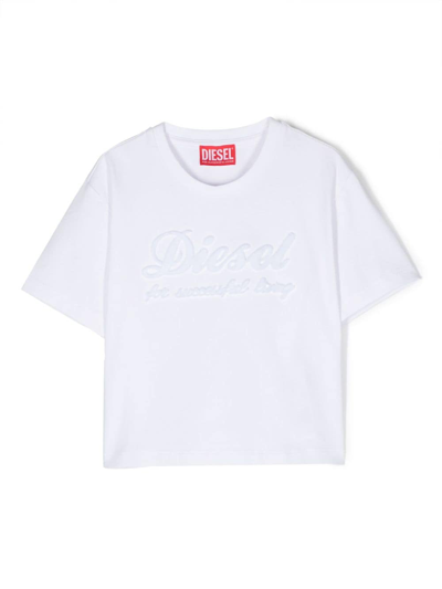 Shop Diesel Debossed-logo Detail T-shirt In White
