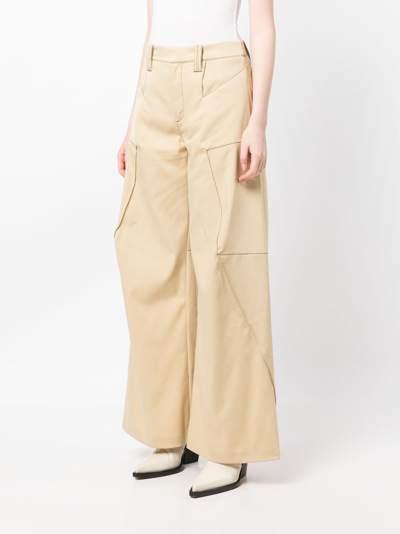 Shop Kiko Kostadinov High-waisted Wide-leg Trousers In Brown