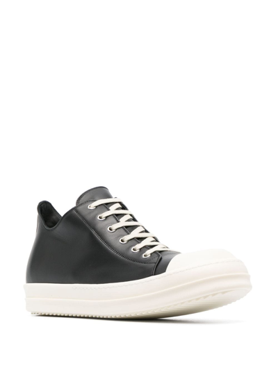 Shop Rick Owens Low-top Leather Sneakers In Black