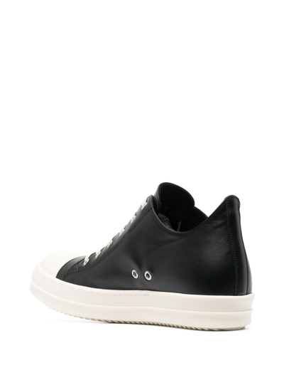 Shop Rick Owens Low-top Leather Sneakers In Black