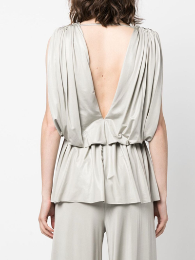 Rick Owens Venus V-neck Draped Top In Neutrals