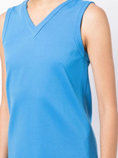 Shop Jane Riva V-neck Sleeveless Minidress In Blue